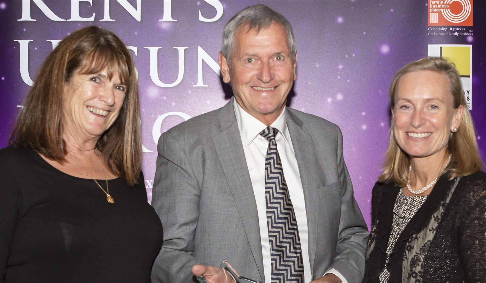 Jo and Richard Andrews from Kent Youth Theatre with the KM's Geraldine Allinson (4387885)