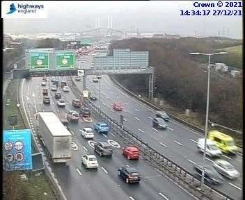 There are seven mile queues on the M25 near the Dartford Crossing. Picture: National Highways