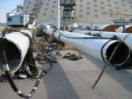 Cutty Sark masts stored at the Historic Dockyard Chatham