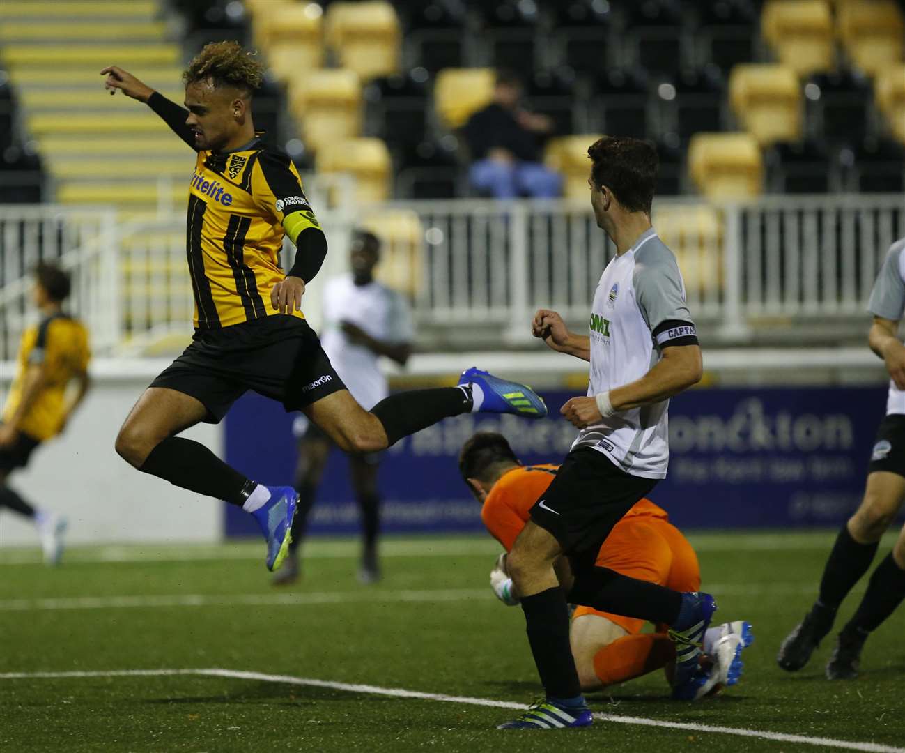 Michael Phillips in Kent Senior Cup action for Maidstone against Dover Picture: Andy Jones