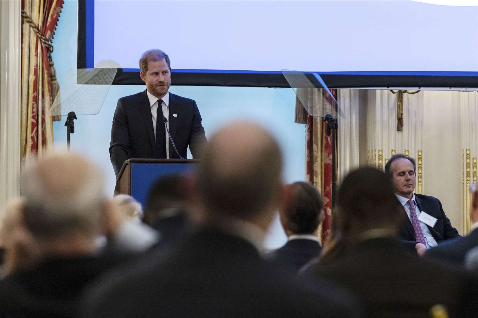 Harry speaks at an event on Monday in New York celebrating Angola’s leadership in landmine clearance (Stefan Jeremiah/AP)