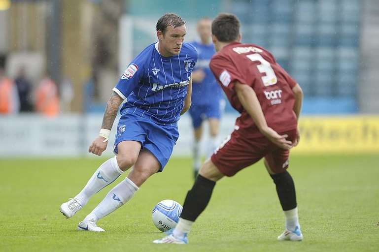 Danny Kedwell in action against Cheltenham in 2011/12 season