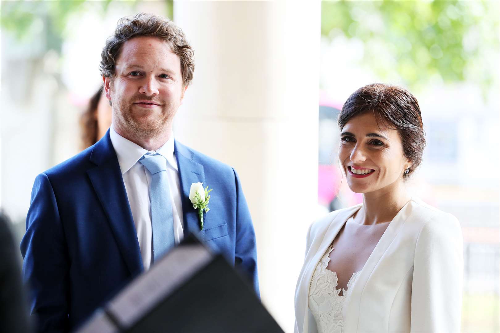 Michael and Lucrecia during their wedding ceremony (Brian Lawless/PA)