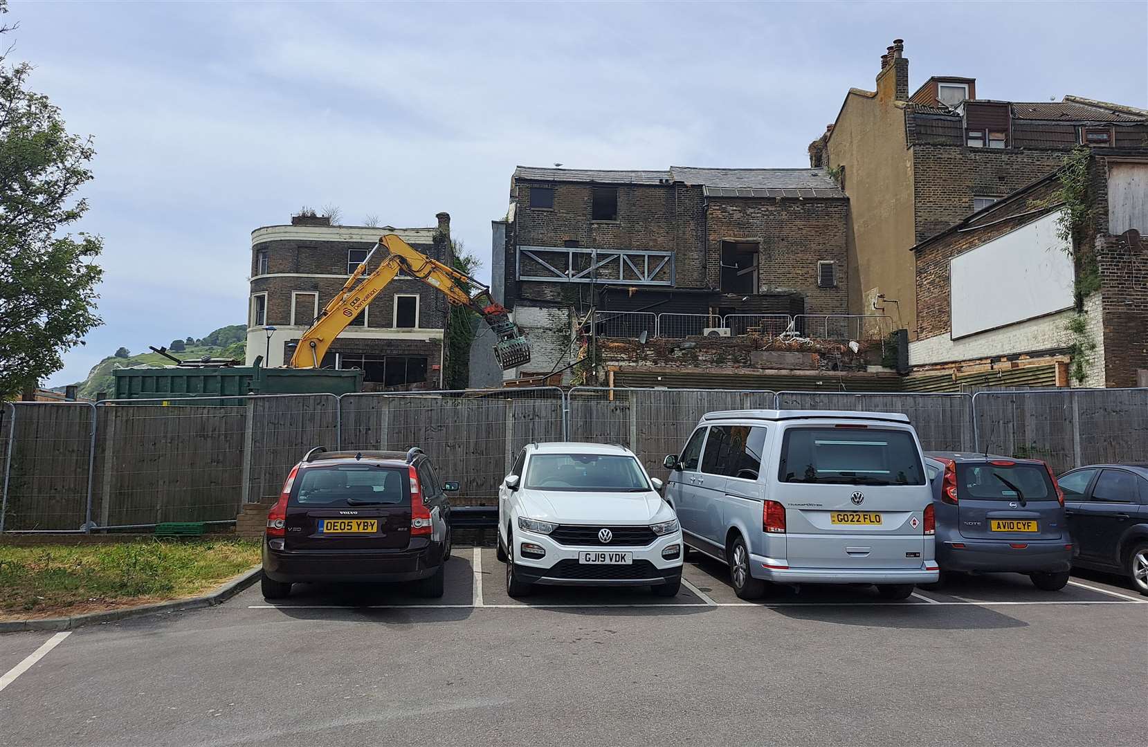 A crane is in place ahead of Funky Monkey, and its neighbouring buildings, getting knocked down