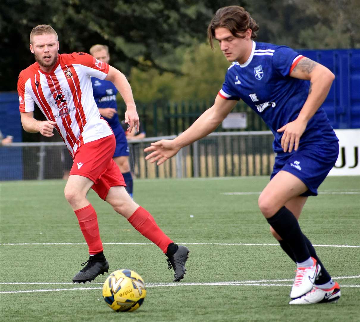 Margate defender Harry Hudson – suffered a concussion in their weekend 4-2 loss at Hashtag United and is expected to miss tonight’s trip to Cheshunt. Picture: Randolph File