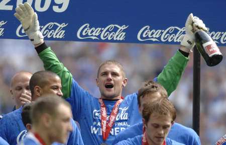 Simon Royce is celebratory mood at Wembley