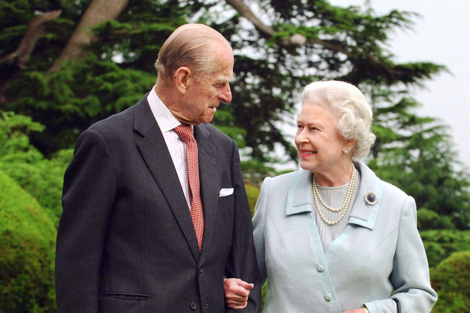 This photograph of the Queen and Duke of Edinburgh in 2007 was placed on the desk for her Christmas Day message (Fiona Hanson/PA)