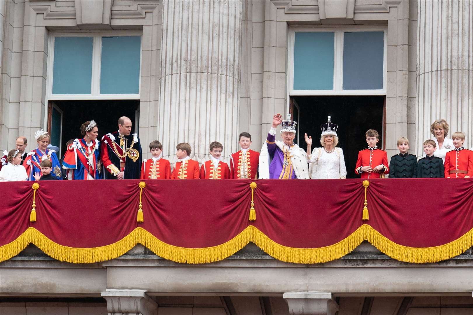 The royal family on the Buckingham Palace balcony after the King’s coronation (Stefan Rousseau/PA)