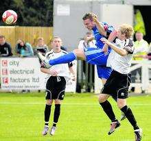 Faversham (white) lost 2-0 at home to Met Police in Ryman League Division 1 South