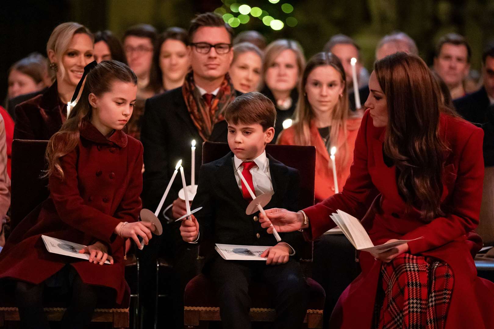 Princess Charlotte, Prince Louis and the Princess of Wales during the Together At Christmas carol service at Westminster Abbey (Aaron Chown/PA)