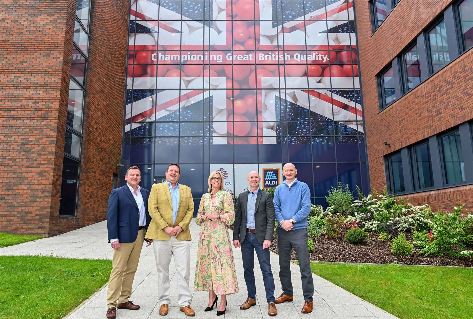 Bosses at AC Goatham & Son at the contract signing at Aldi HQ in Warwickshire