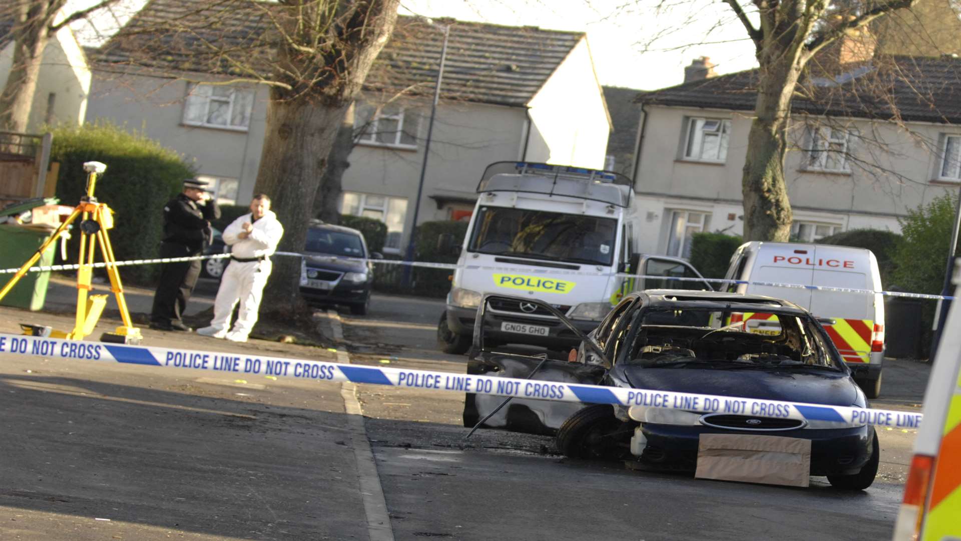 Police at the scene of the shooting in Tovil in 2009