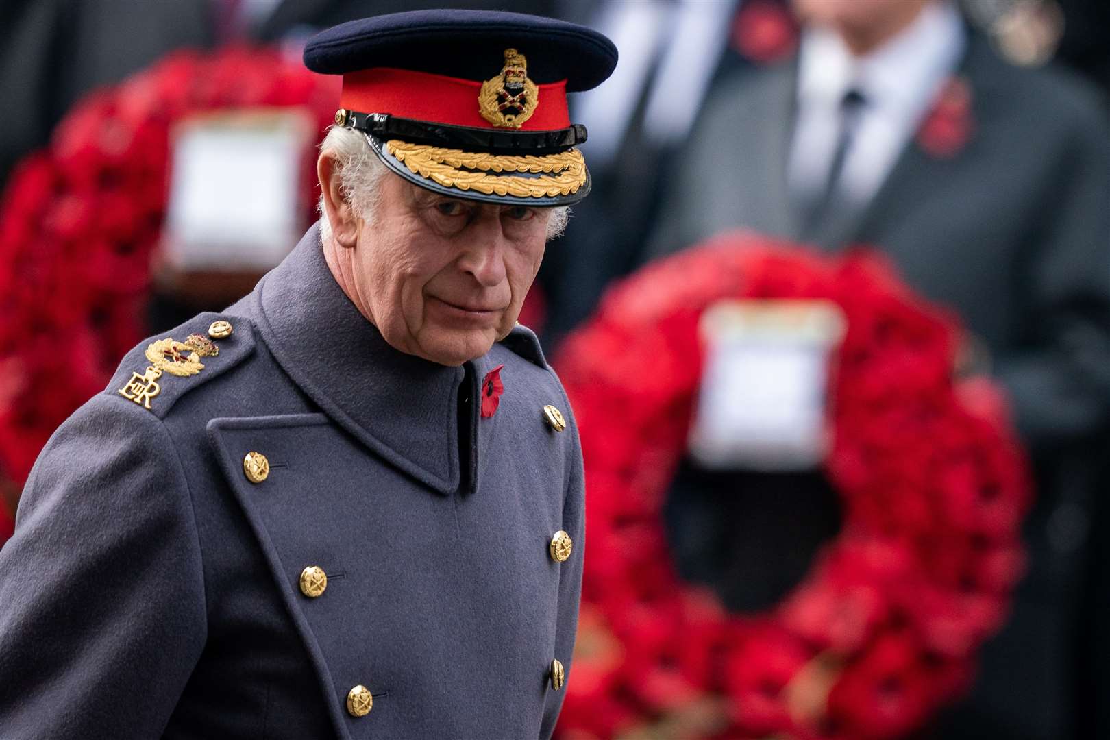 Charles during the Remembrance Sunday service at the Cenotaph (Aaron Chown/PA)