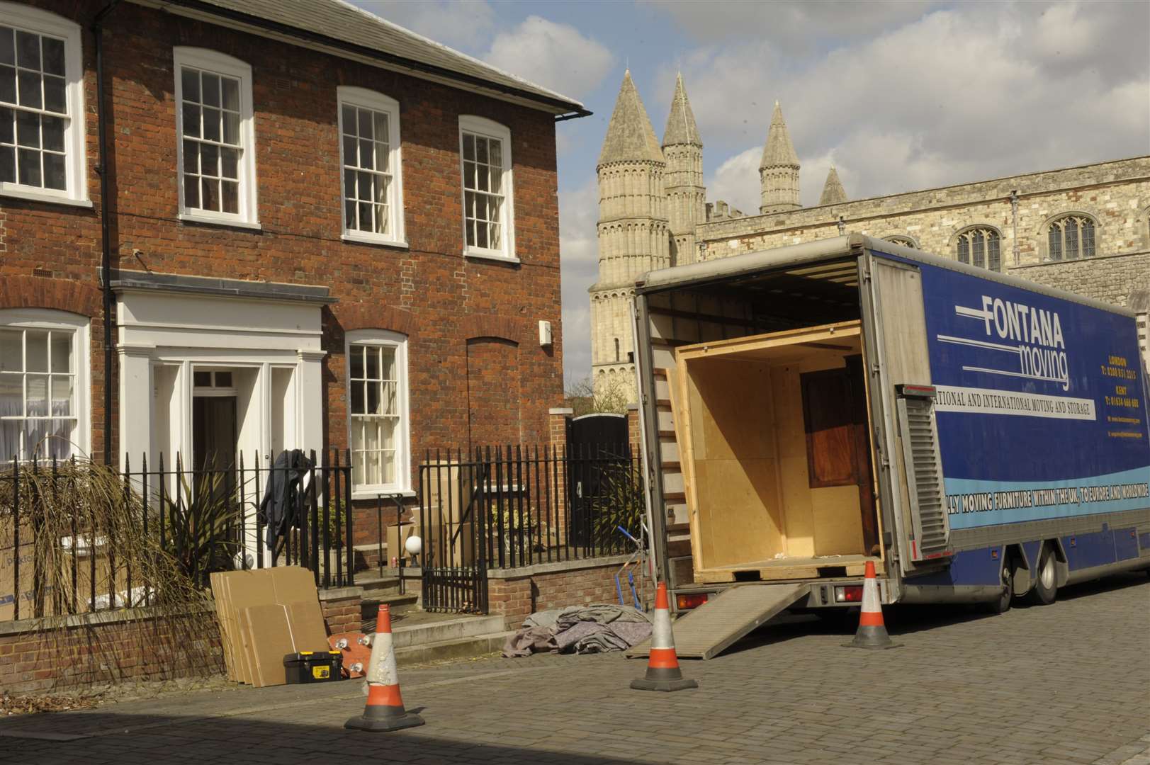 Moving out: Dr Beach's possessions are loaded up ready for his departure