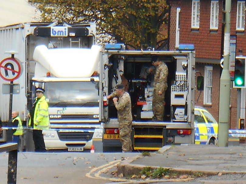 The bomb squad is on the scene. Pictures: The Shack