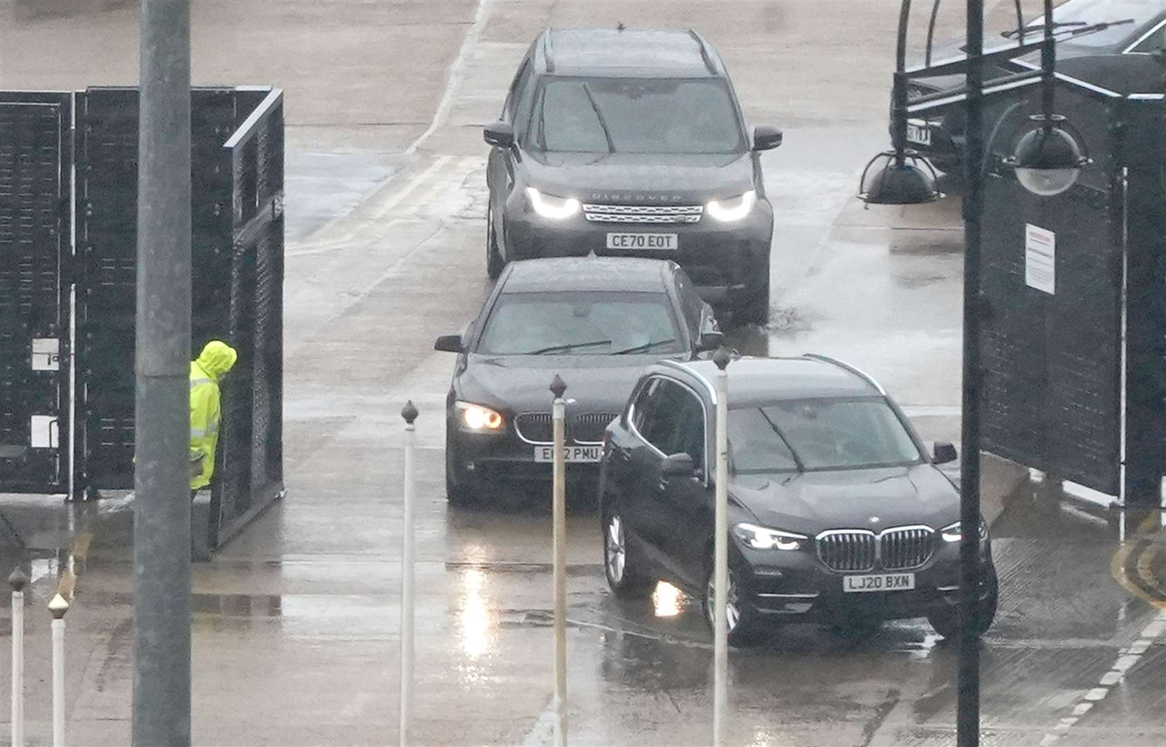 Home Secretary Suella Braverman leaves after a visit to the migrant processing centre in Dover where Andrew Leak carried out a firebomb attack (Gareth Fuller/PA)