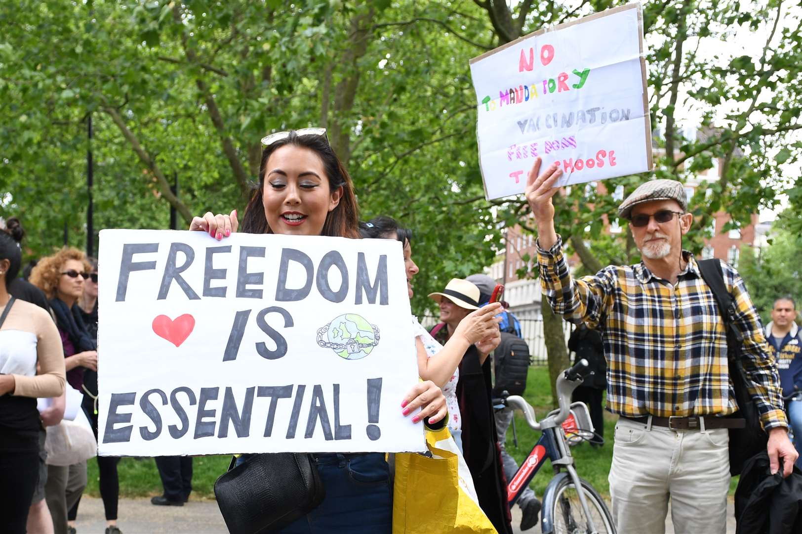 A protester in Hyde Park in London (Stefan Rousseau/PA)