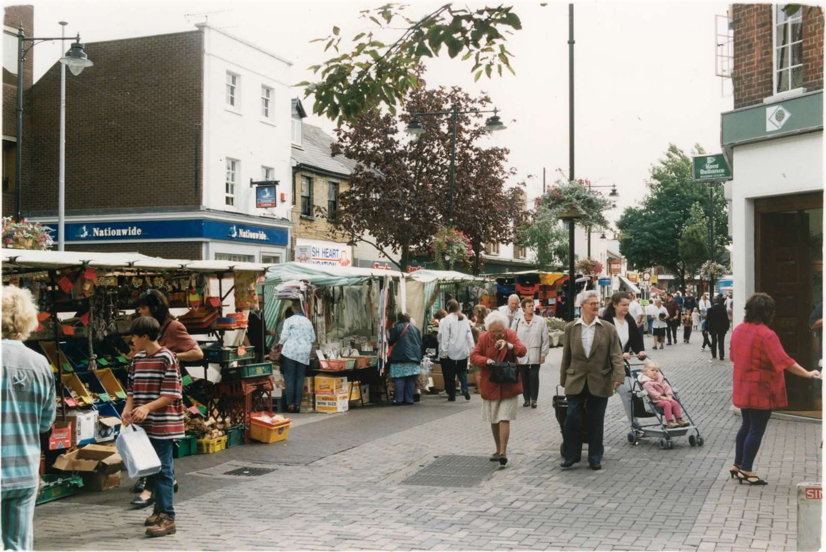 Market stalls in Gillingham High Street in 1997