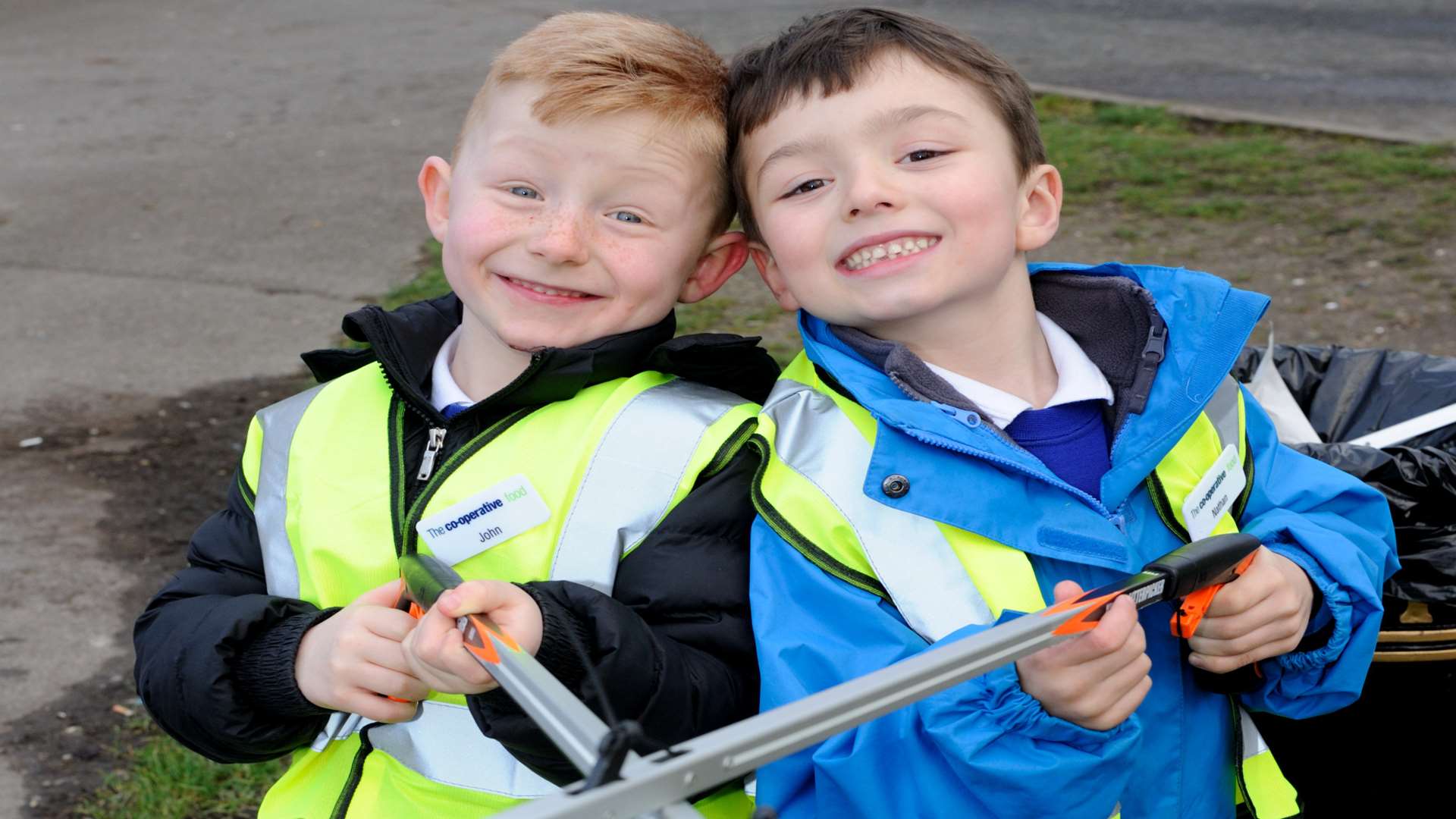 John Haddikin 6, and Nathan Nazareth, 5, get busy.