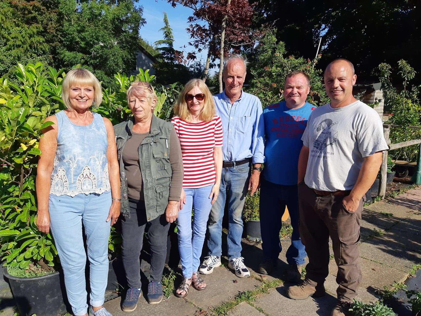 Karen Norman, Maureen Parvin, Fran Sims, Paul Sims, Stuart Poole and Andrew Fraser