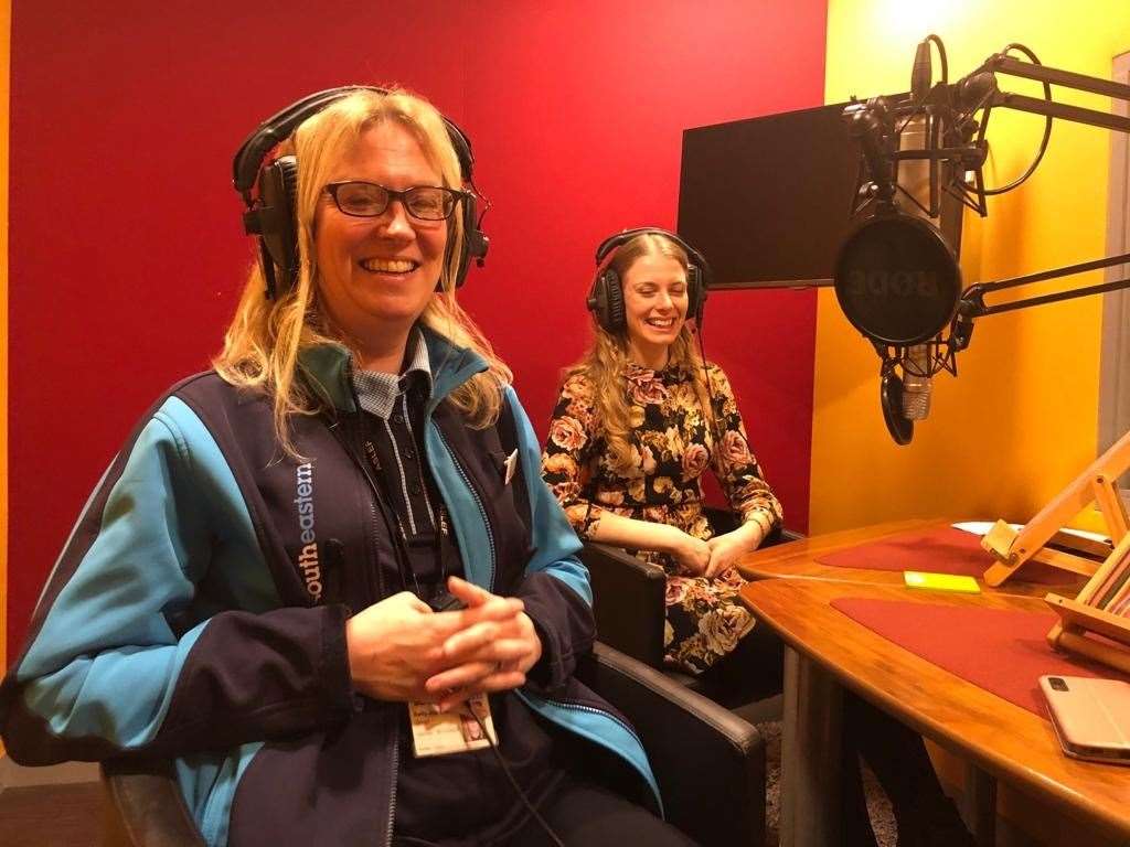 Train driver Kelly Joe Ballard and Lily Kitchen of Network Rail