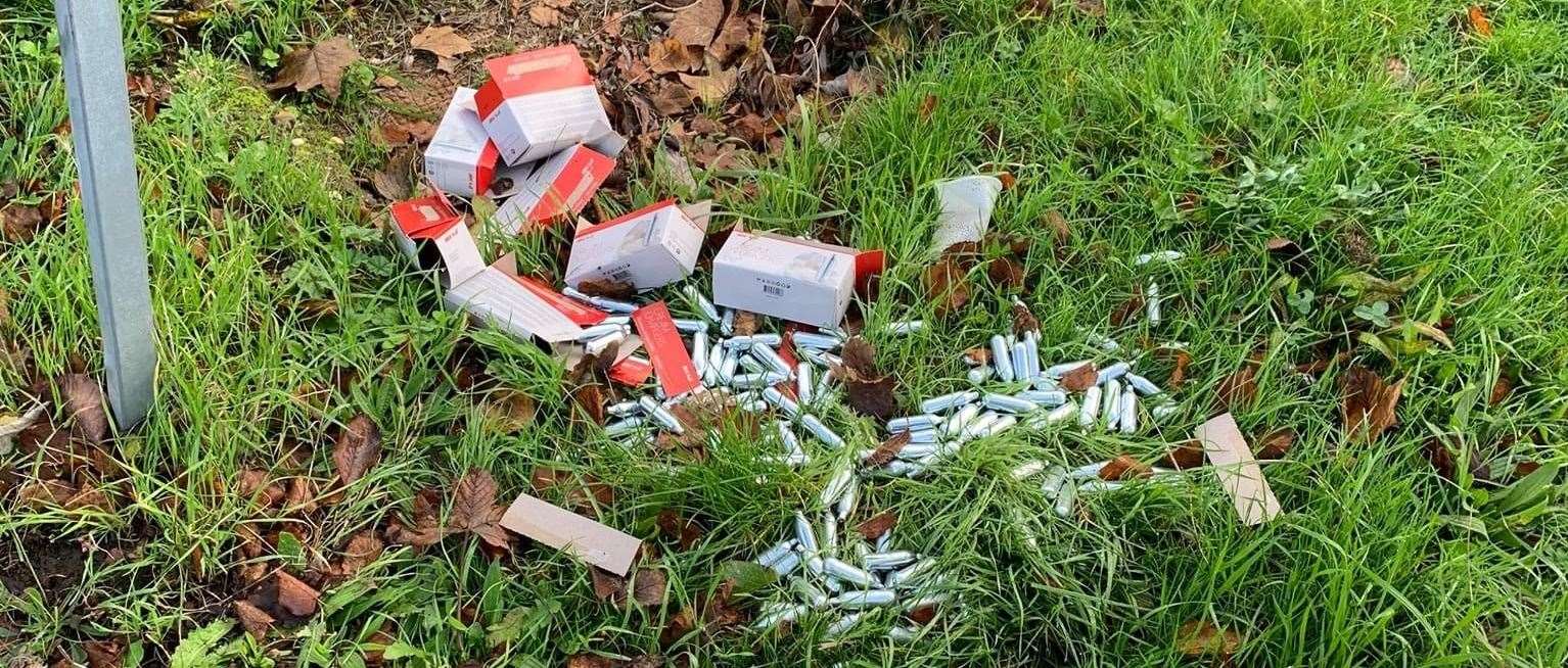 Gas canisters found on the side of the road in Greenhithe (62169158)
