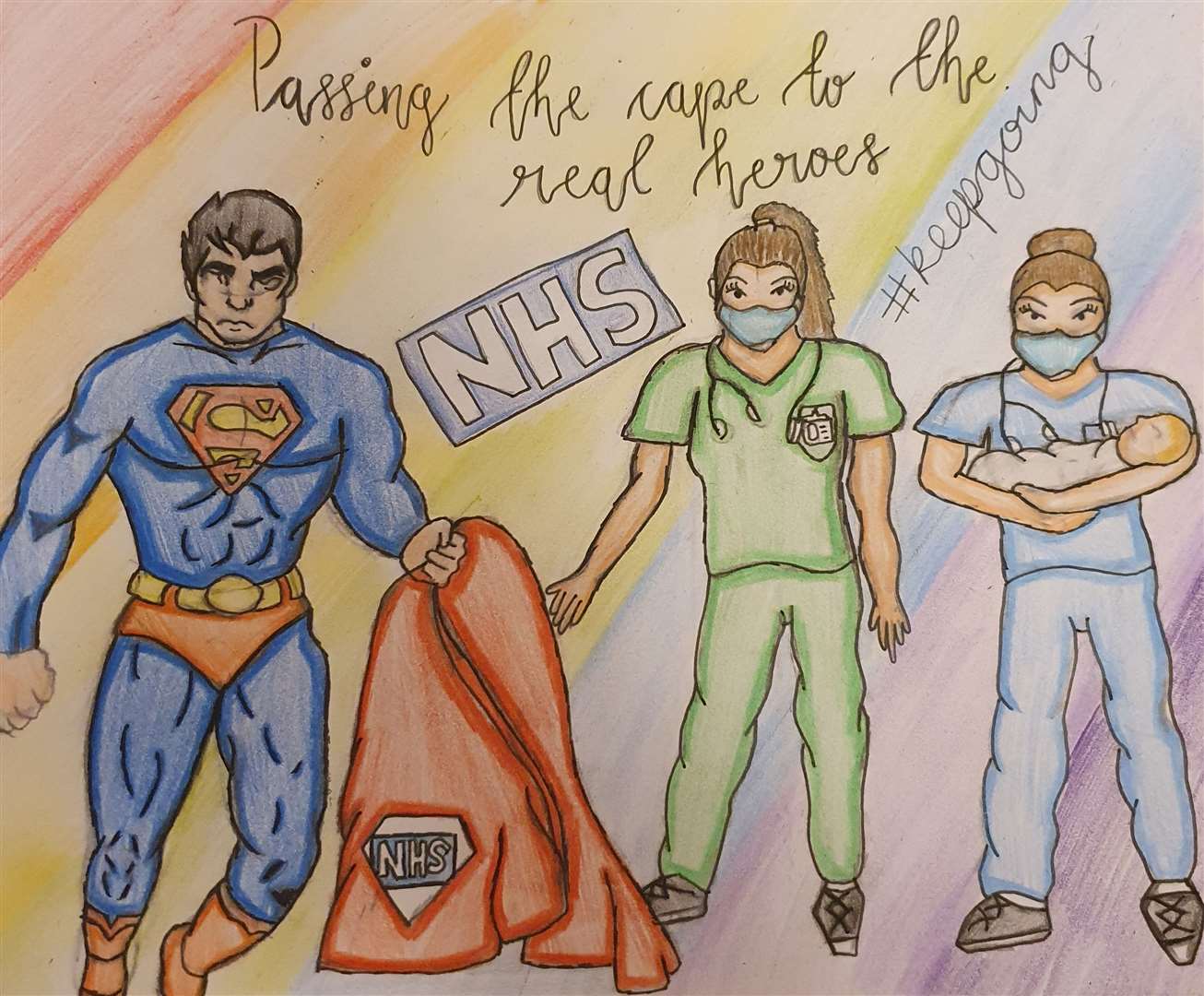 Drawing of NHS workers by Sophie Jackson, 12