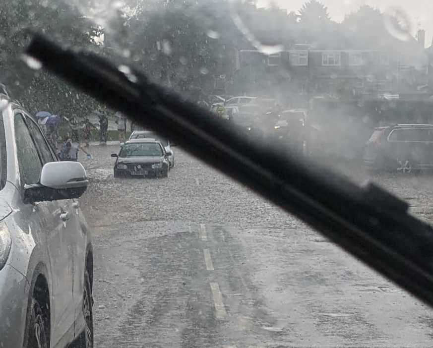 Flash floods in Ware Street, Bearsted