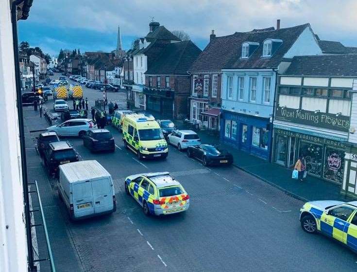 Police at the scene in West Malling in March