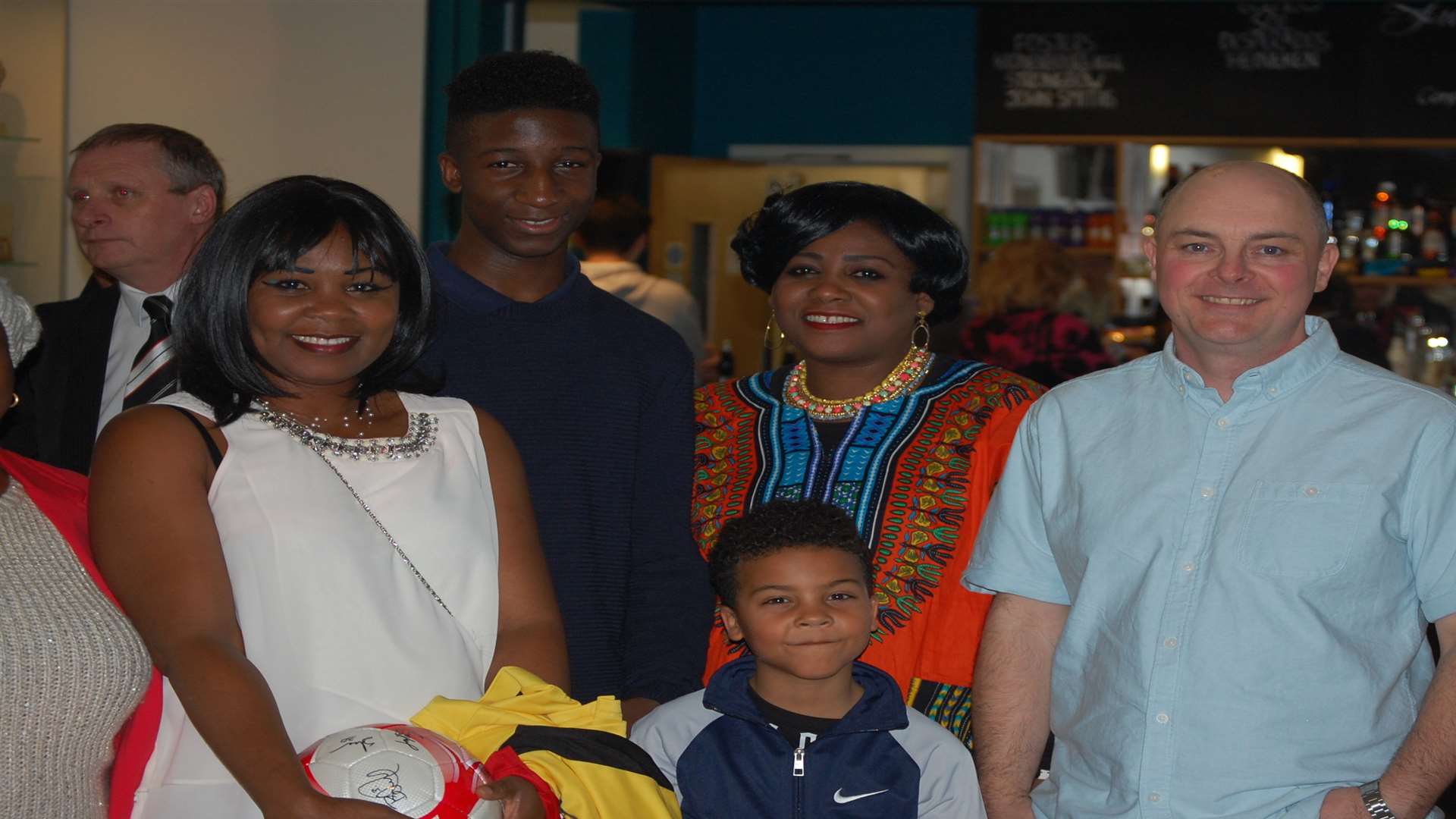 Ali's family (L-R) Mum Rashida, Ali, Brother Adam, Aunt Abi, Dad Phil, at Ali's Princes Park party. Picture: Tom Acres