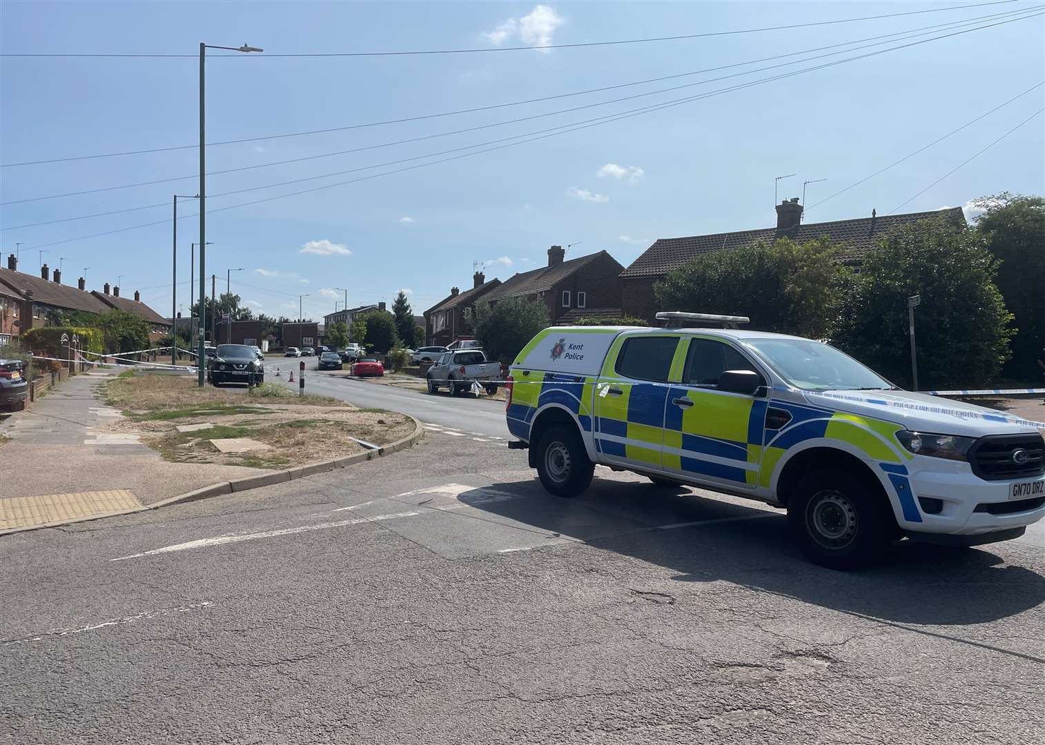 Henderson Drive in Dartford cordoned off by police at the junction with Marsh Street