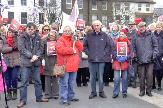 The protesters are against plans for Option C which will sit east of Gravesend