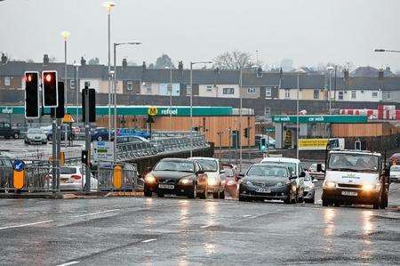 Mill Way, Sittingbourne. Traffic lights which have replaced the roundabout are causing problems for vehicles trying to enter and exit Morrisons.