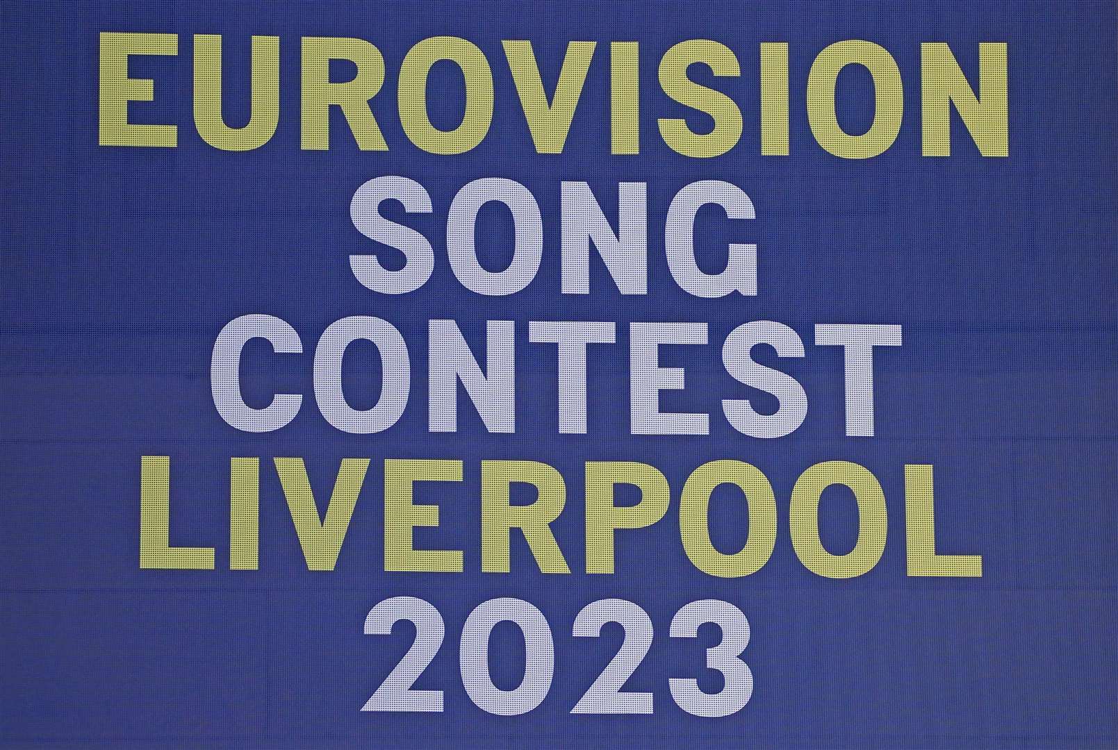 Eurovision Song Contest branding on display at St George’s Hall in Liverpool (Peter Byrne/PA)