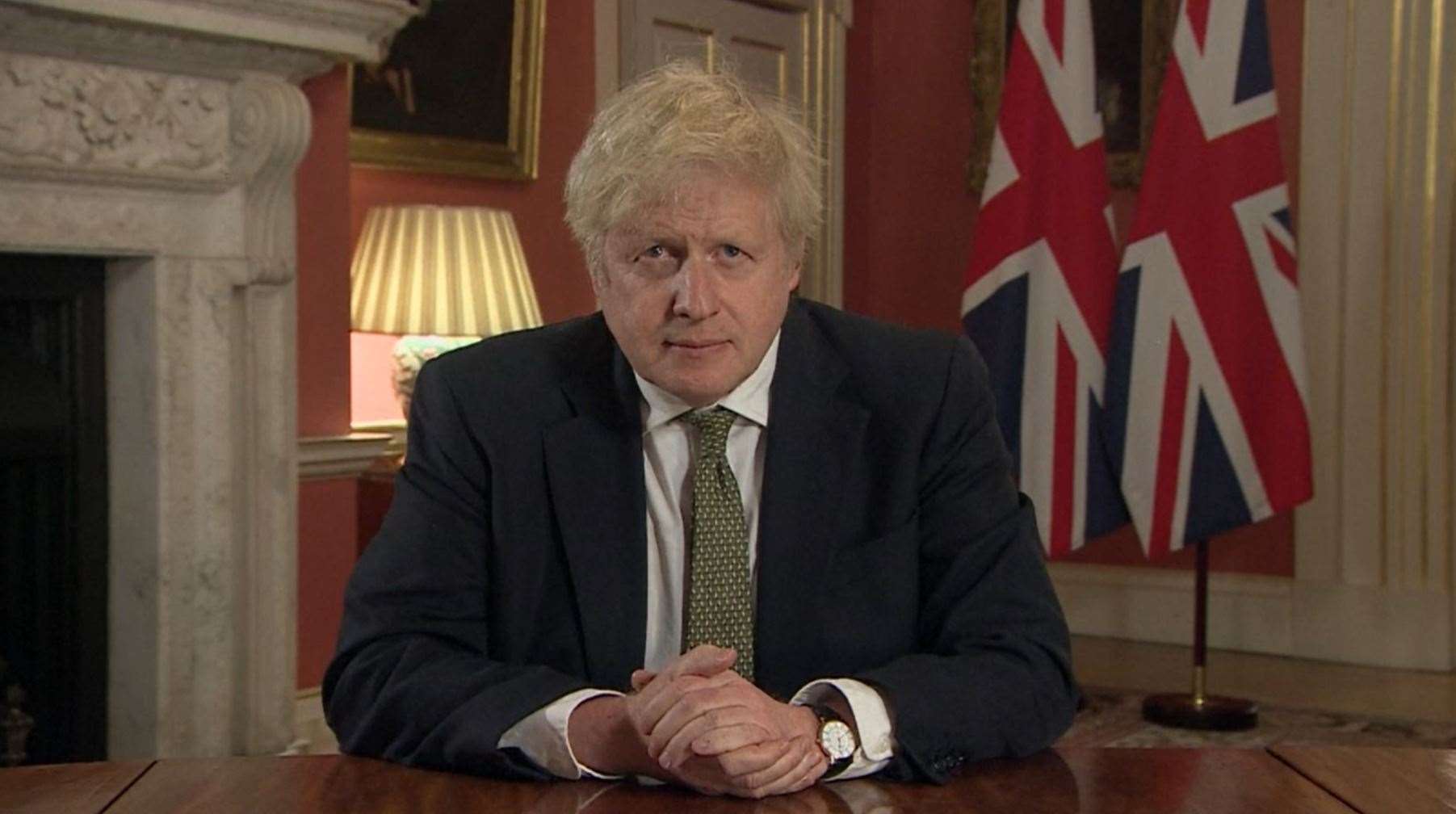 Prime Minister Boris Johnson making a televised address to the nation from 10 Downing Street, London, setting out new emergency measures to control the spread of coronavirus in England. Picture: PA