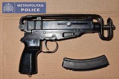 A scorpion sub machine gun