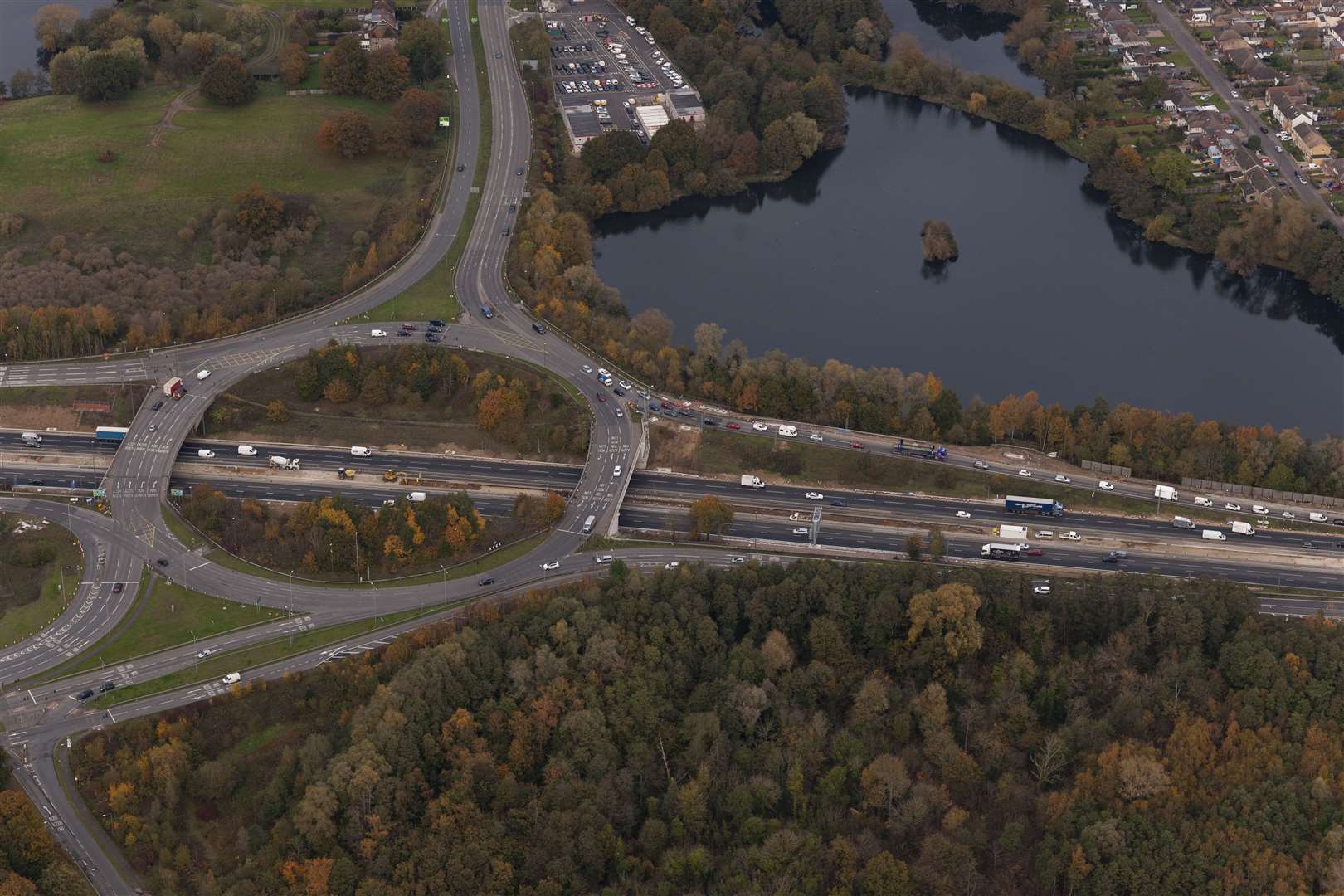 M20 Smart motorway at junction 4..Aerial photos showing the changing countryside of Kent..Picture: Ady Kerry