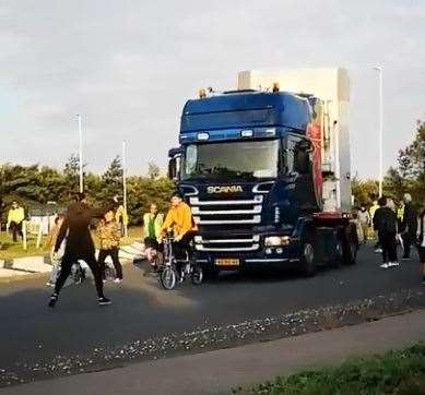 The cyclist moments before his bike was run over. Pic: Claire Folan