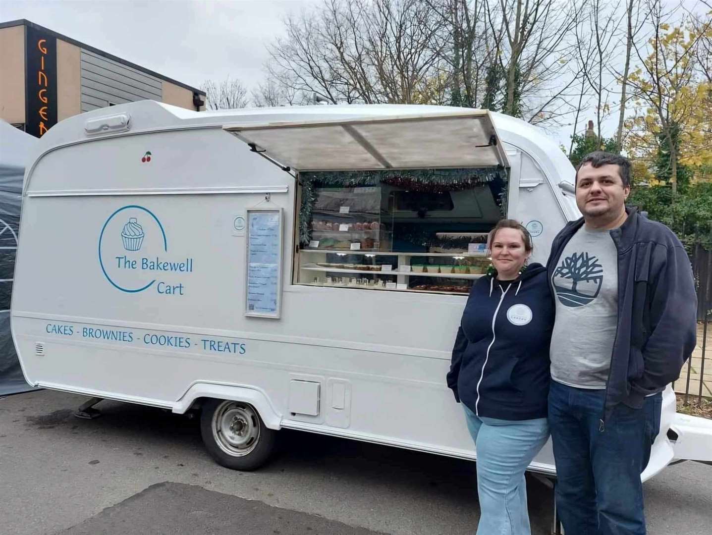 Sally Martin – pictured with her partner Dan – bought the caravan in preparation for a christmas market. Picture: Sally Martin