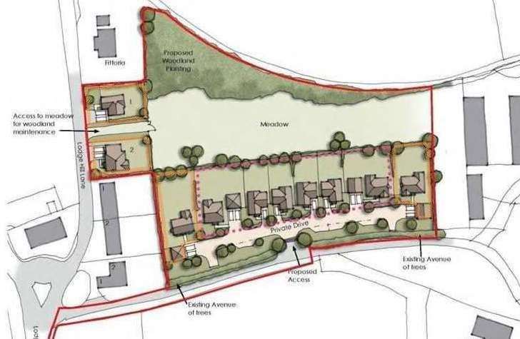 A plan of how the homes, between eight and 12 in number, off Lodge Hill Lane, Chattenden, would have looked. Picture: On Architecture Ltd