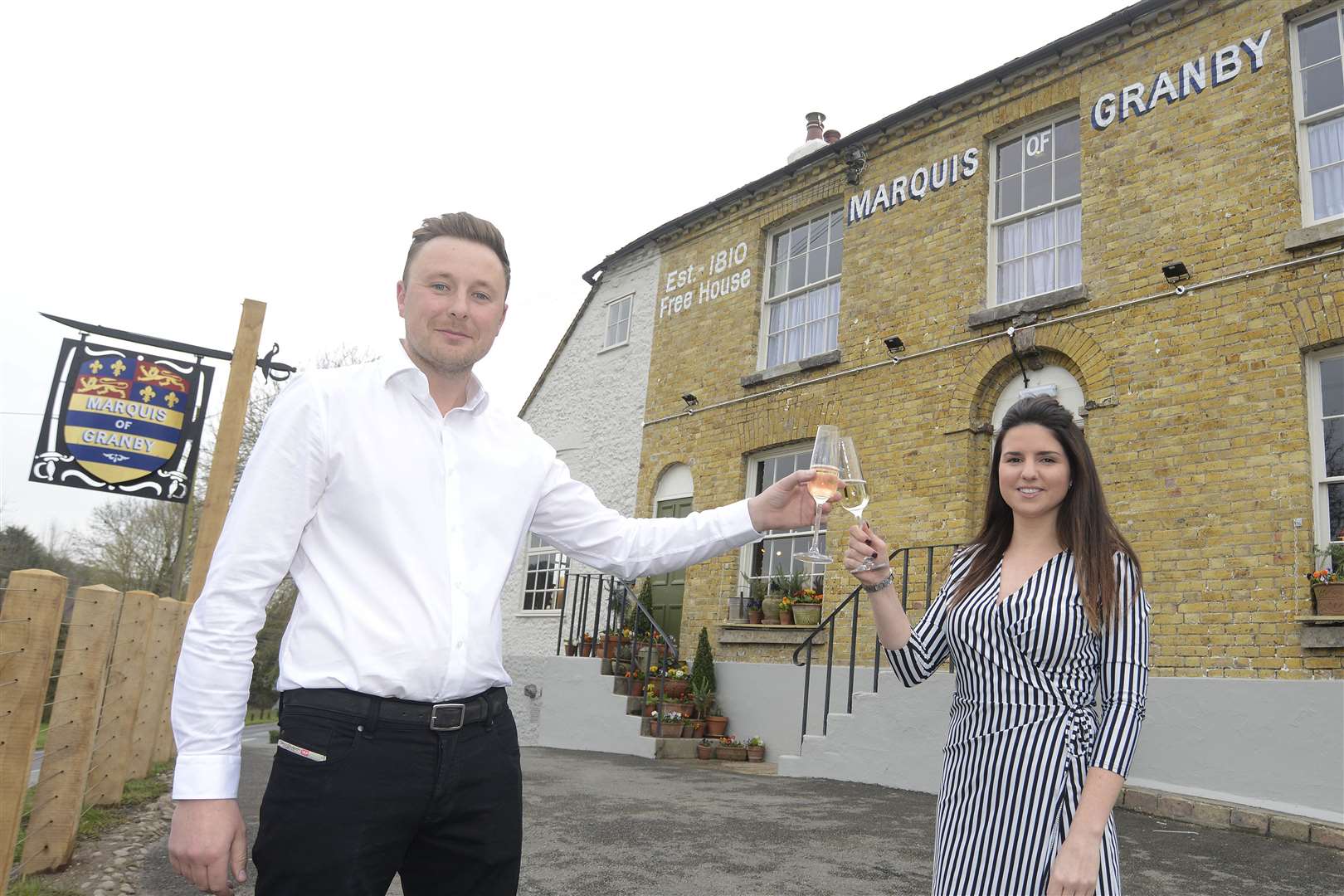 Will and Nadine Sheldon celebrate the reopening of the Marquis at Alkham - now known as the Marquis of Granby (8355207)