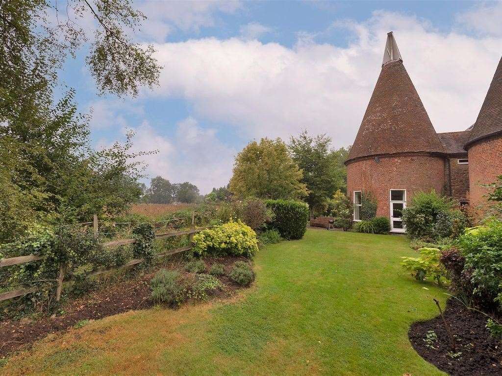 A sizeable garden lies behind this grand West Malling home. Photo: Zoopla