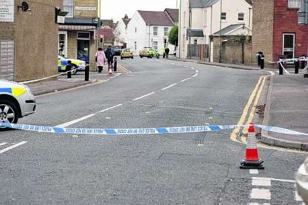 Scene of accident near entrance to Medway Maritime Hospital