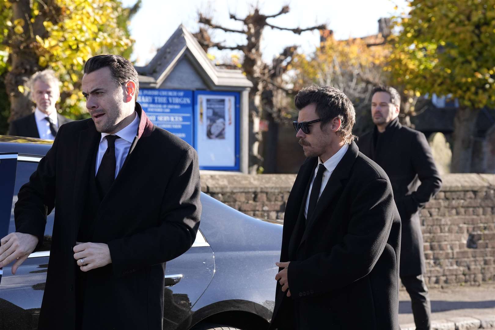 Harry Styles arrives for the funeral service of One Direction singer Liam Payne at St Mary’s Church in Amersham, Buckinghamshire (Andrew Matthews/PA)