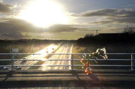 Flowers on the Quinton flyover, Sittingbourne.