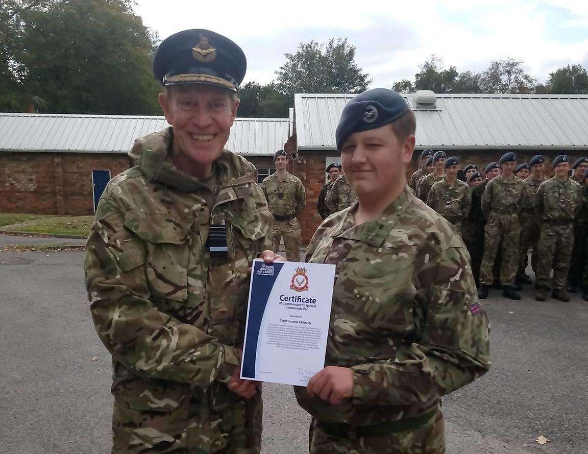 Cpl Harvey Doherty with Air Marshall Nicholls