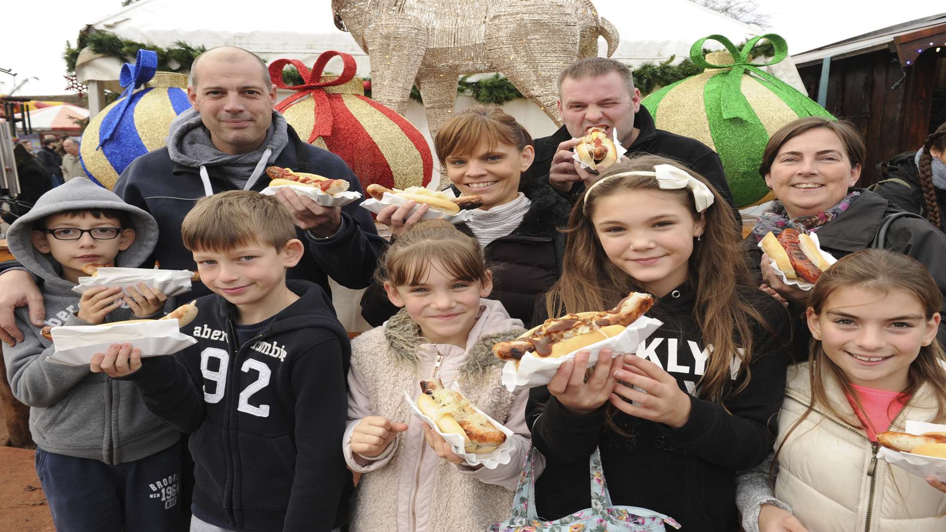 The Allin Family with hot dogs