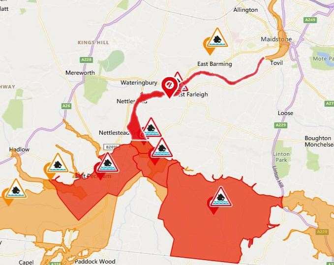 Flood alerts have been issued for areas close to the River Medway Picture: ENVIRONMENT AGENCY