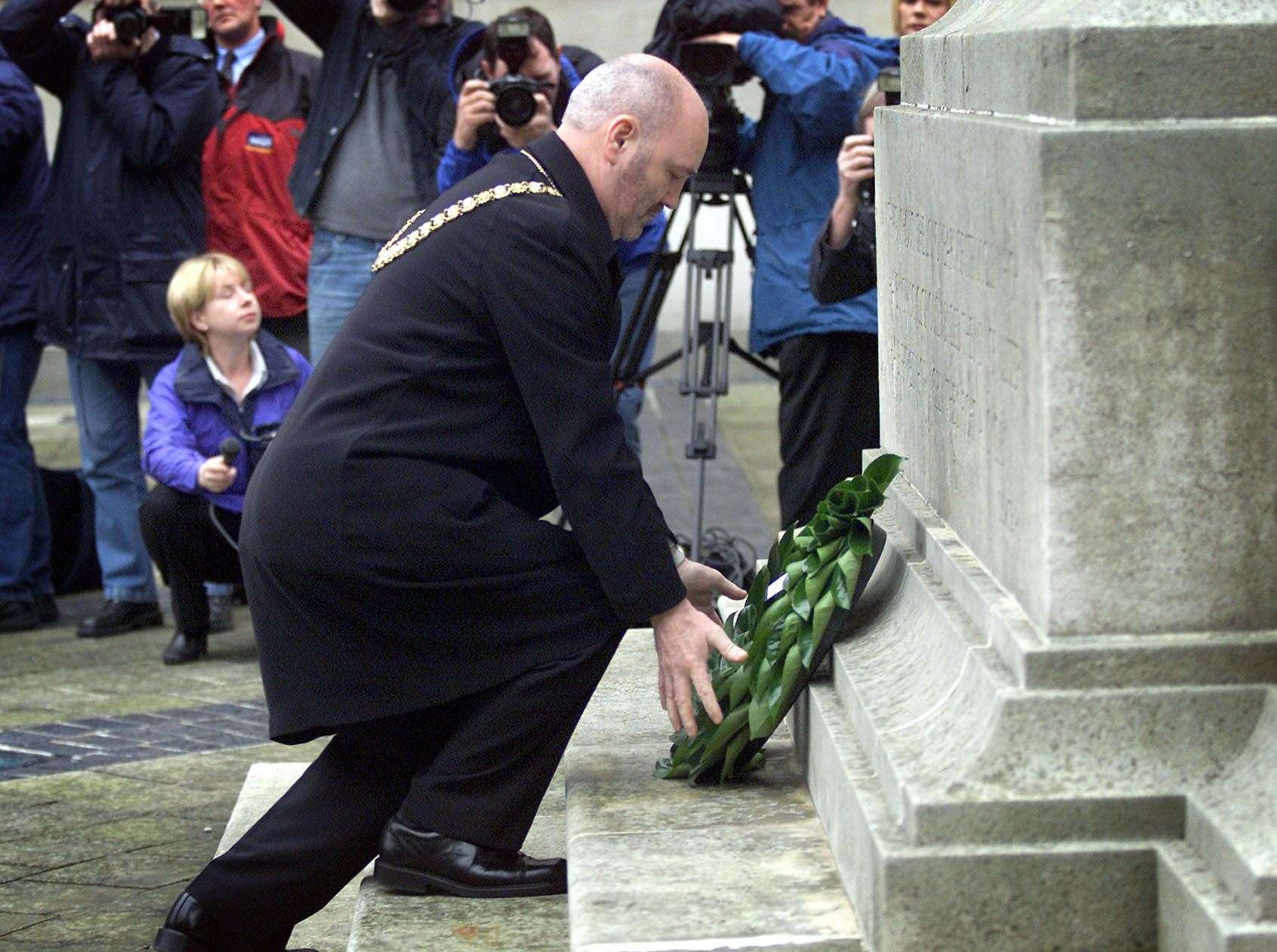 In 2002, Belfast’s first Sinn Fein Lord Mayor, Alex Maskey, laid a wreath in memory of the victims of the battle of the Somme at the Cenotaph at Belfast City Hall (Paul Faith/PA)