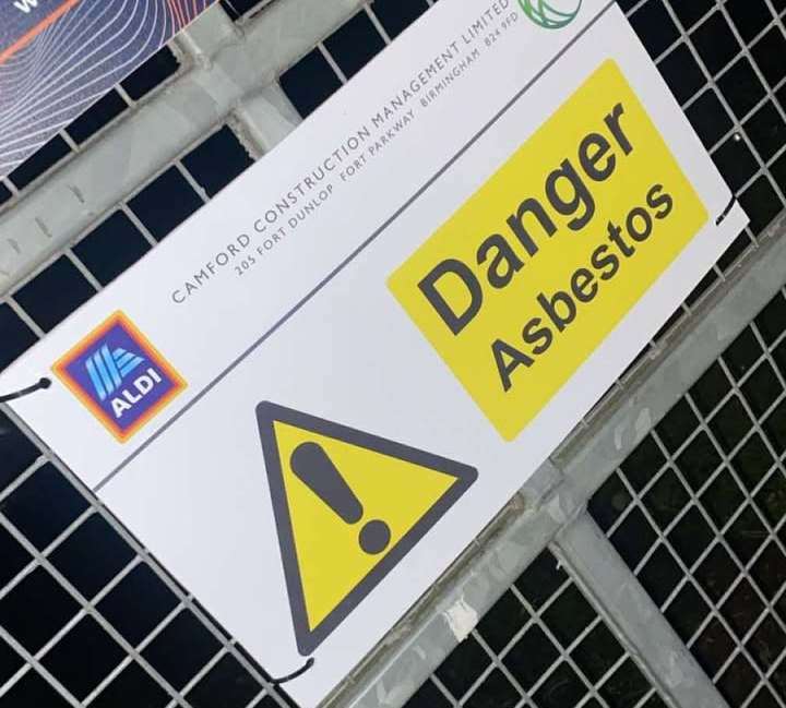 Asbestos signs have been put on the gates. Picture: Kieran Trotter Ellis